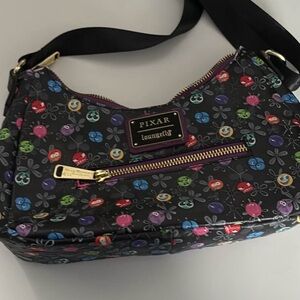 Loungefly Pixar Black and Colorful Emoji Shoulder Bag